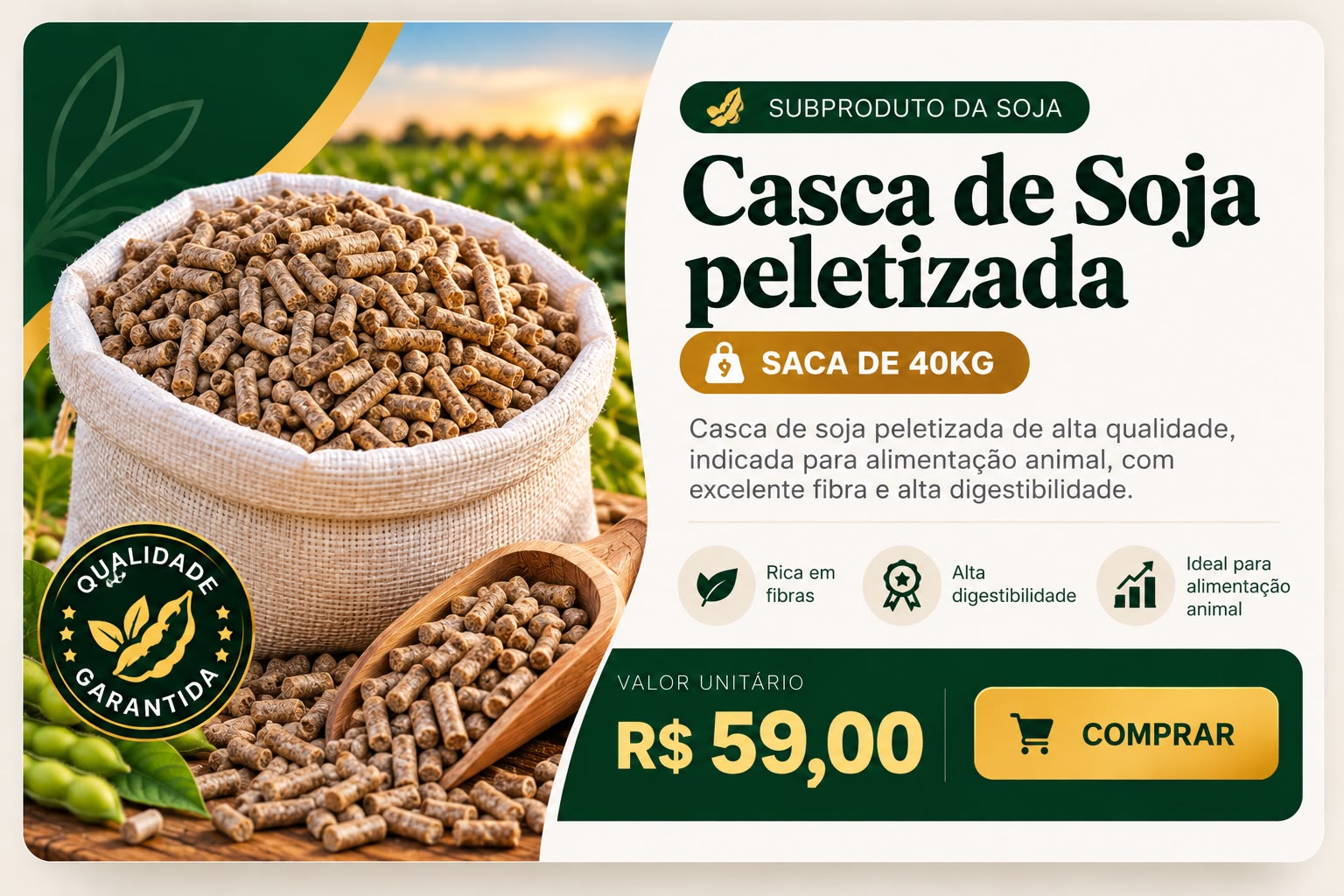 Casca de Soja Peletizada