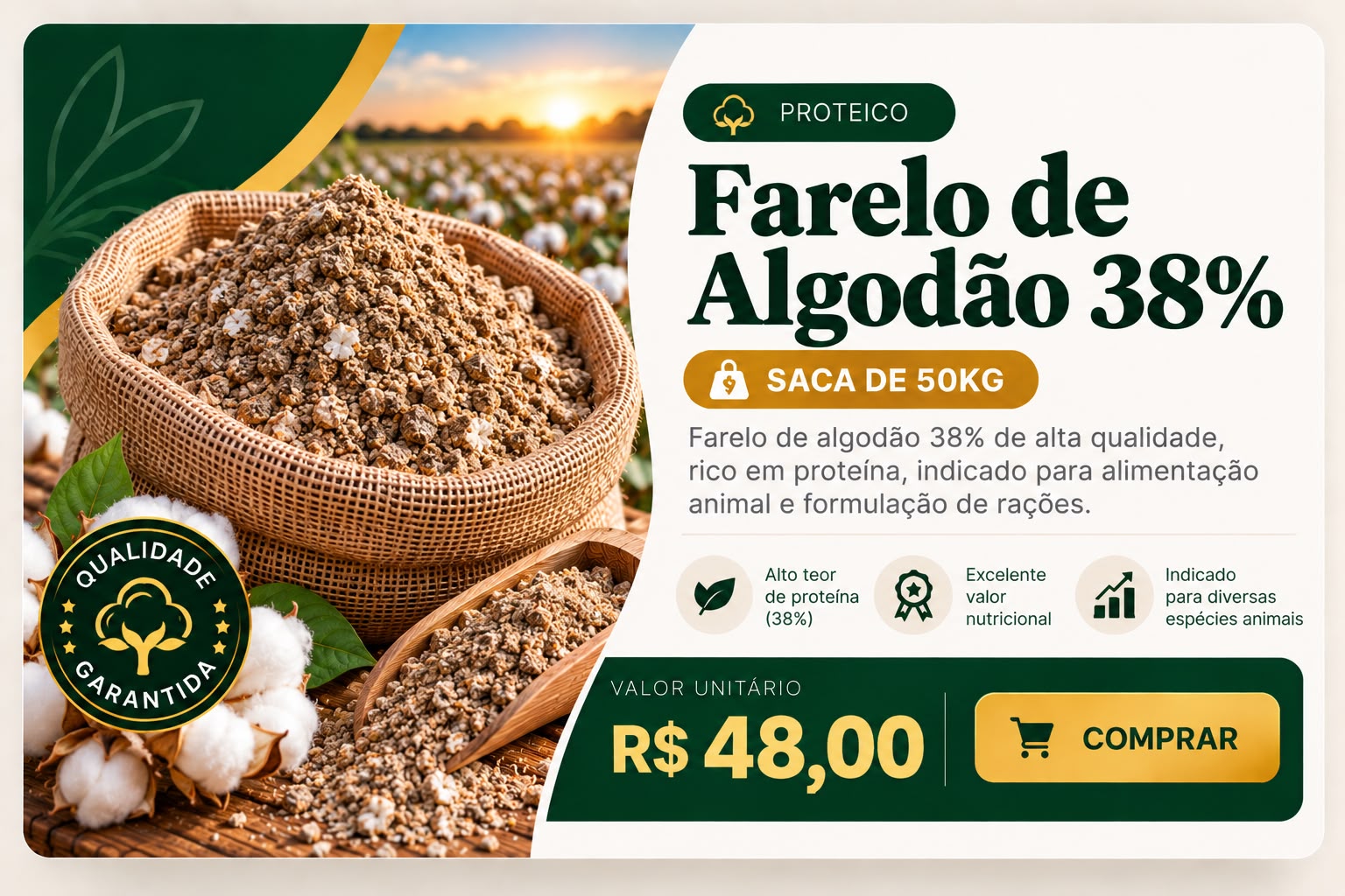 Farelo de Algodão 38%